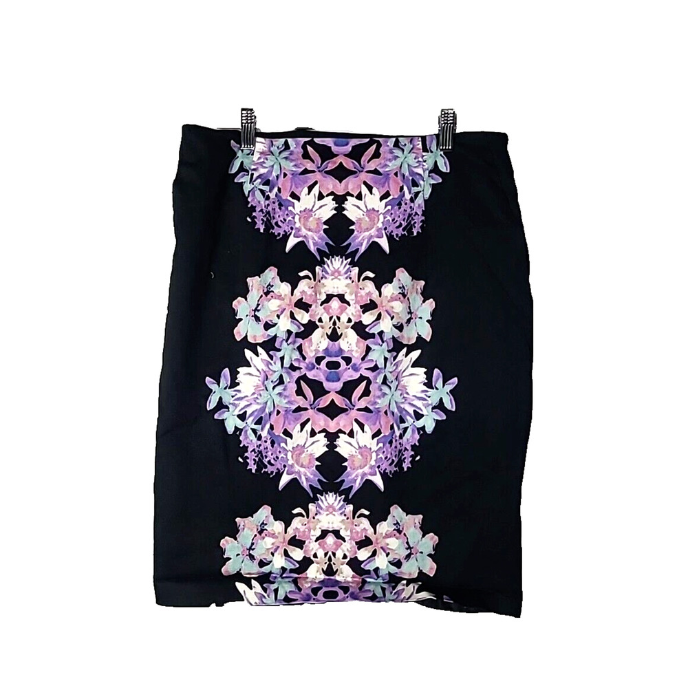 Y2K Mean Girls Black Floral Print Straight Pencil Career Casual Skirt Size‎ 14